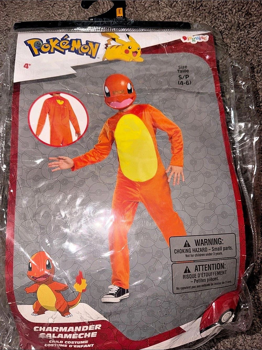 Pokémon Charmander Classic Costume Orange & Yellow Size Small